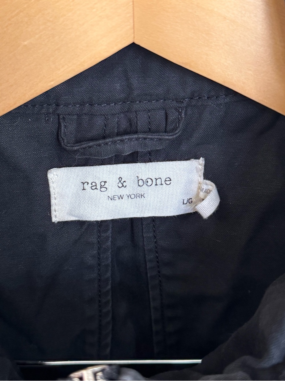 rag & bone New York Black M65 Military Field Jacket Cotton Packable Hood Size L - Picture 2 of 8